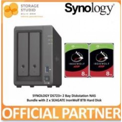 SYNOLOGY 2 Bay DiskStation DS723+ Bundle with 2 x 8TB SEAGATE IronWolf